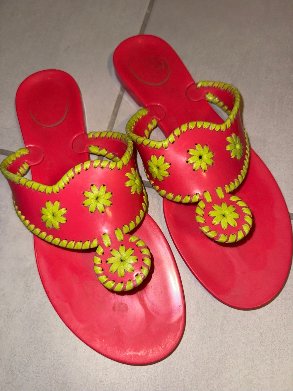 Jack Rogers Jelly Sandals Pink & Green Size 7